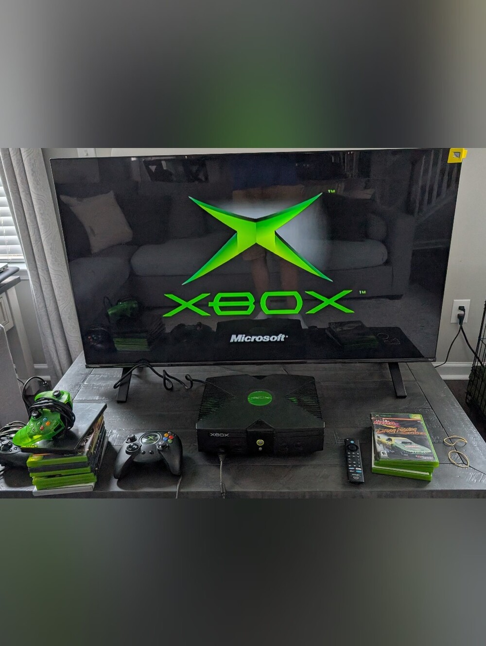 Microsoft Original Xbox OG Console w/ Cables 2 OEM Controllers 10 Games -TESTED